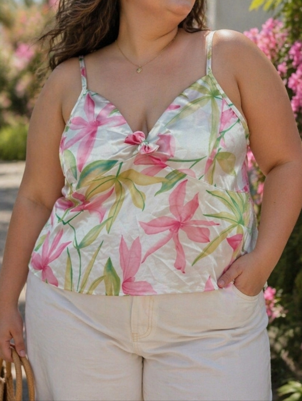 Y2K Vintage Satin Floral Fairy Babydoll Chemise Cami Top | Romantic Cottagecore